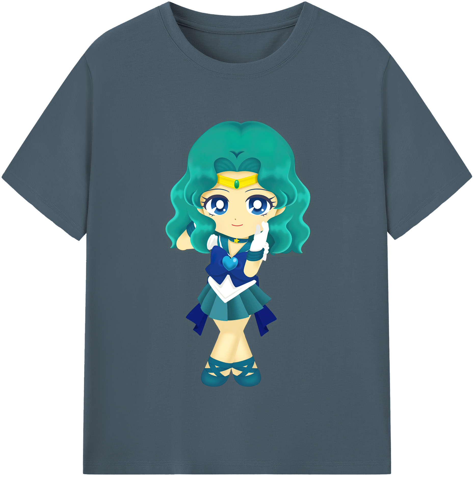 （画像用） 美少女戦士セーラームーン 海王 みちる（かいおう みちる） Sailor Moon Kaiou Michiru 綿100％半袖Tシャツ（フロントプリント）